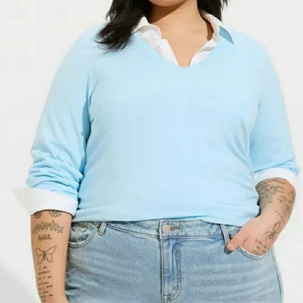 Torrid Sweater Summer Song Blue Sz 3X